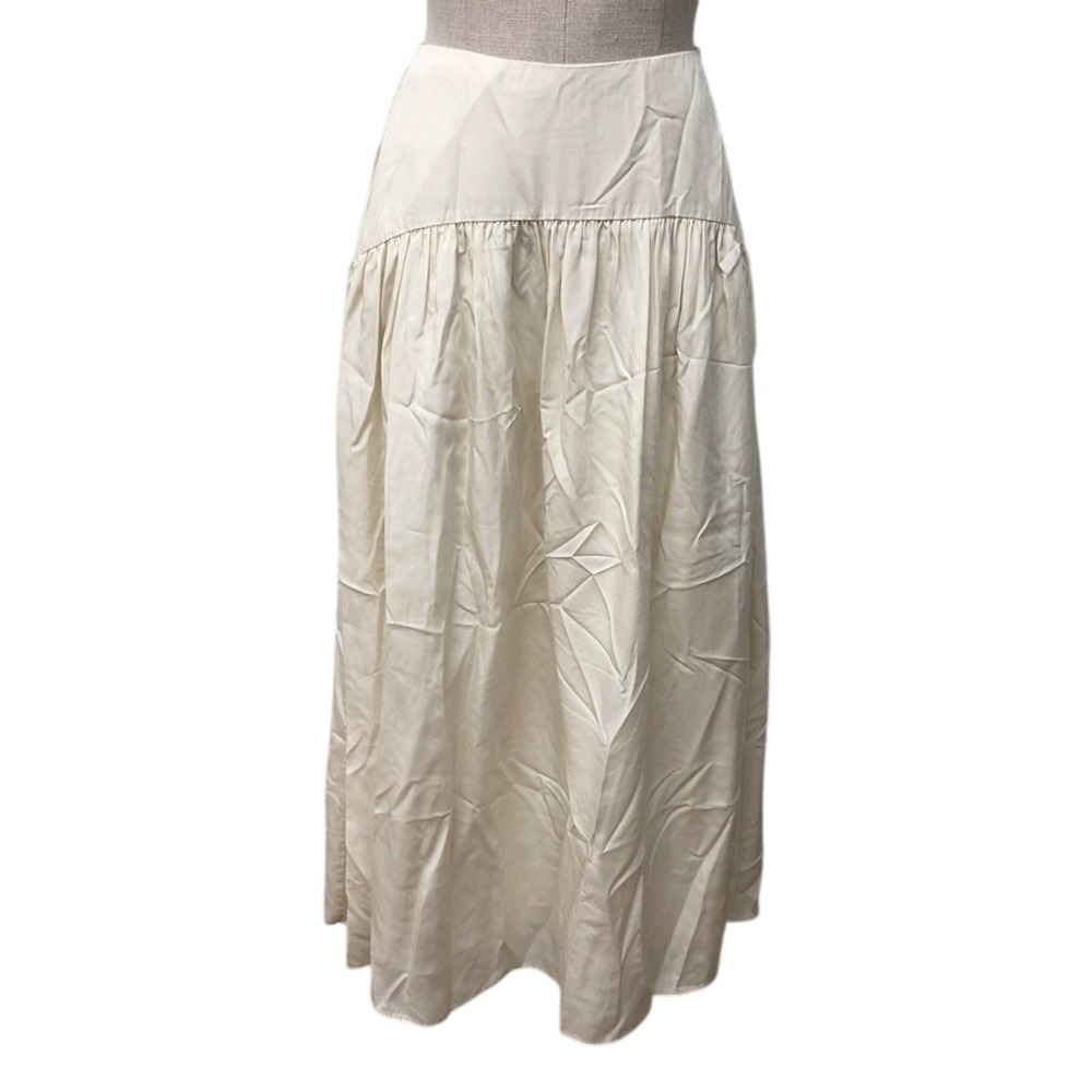 Belle & Bloom Maxi Skirt Womens S Cream Tiered Tencel Linen Boho Lined Pockets